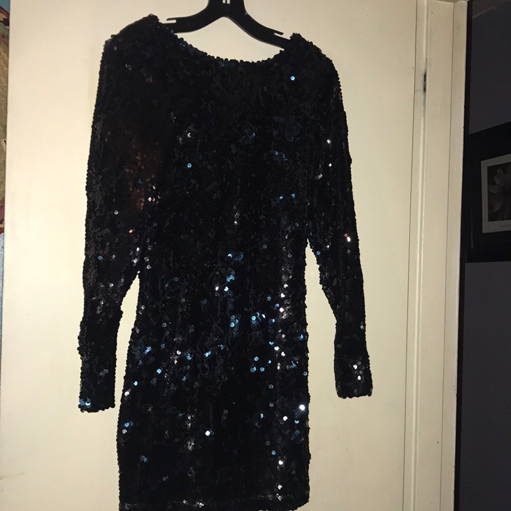 Zara navy sequin mini dress.